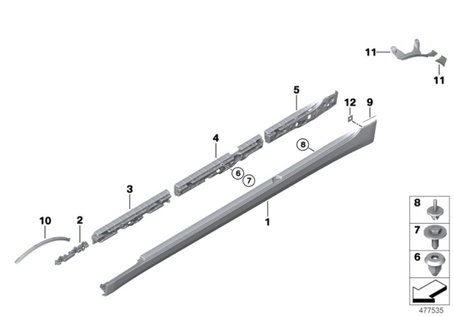 2018 BMW 530e Cover Door Sill / Wheel Arch Diagram