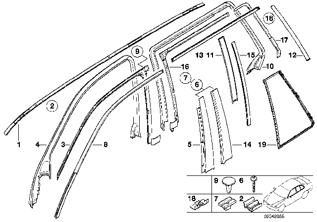 2003 BMW 540i Cover, Window Guide Web, Exterior Left Diagram for 51347890437