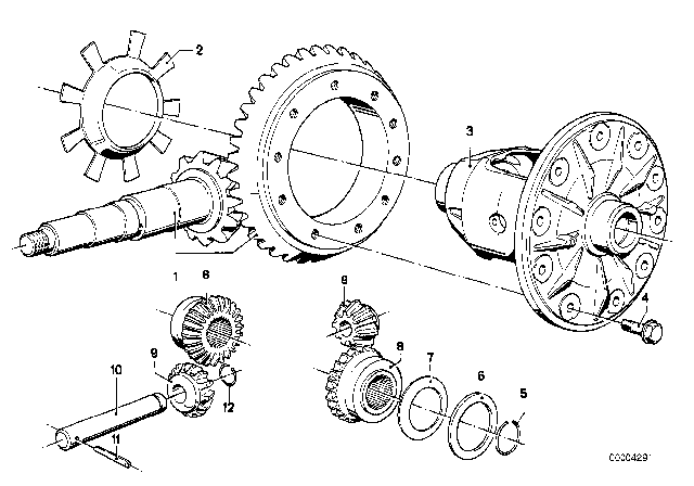 1986 BMW 524td Crown gear Set / Differential Case Diagram