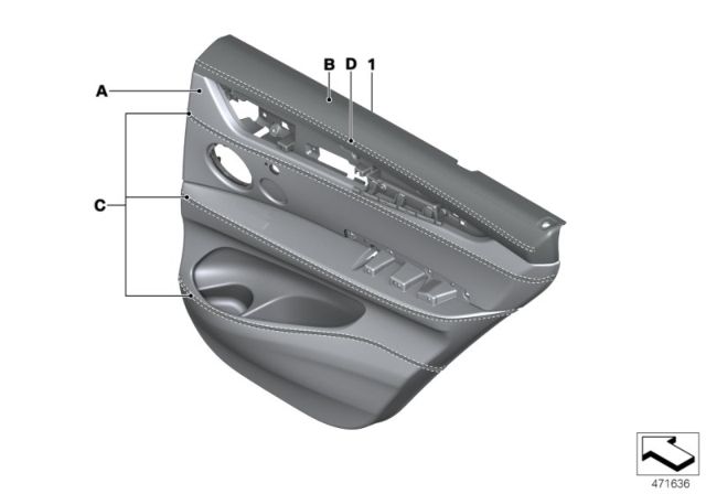 2018 BMW X5 M DOOR LINING LEATHER REAR LEF Diagram for 51427990641