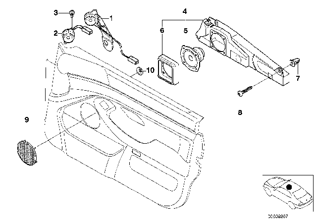 2003 BMW 530i Single Parts For Top-HIFI System Diagram 1