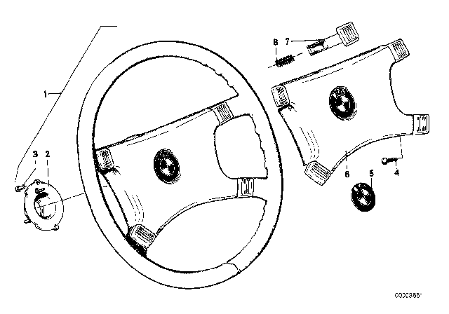 1983 BMW 633CSi Steering Wheel Diagram