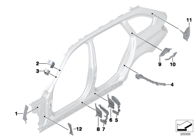 2018 BMW 328d xDrive Cavity Shielding, Side Frame Diagram