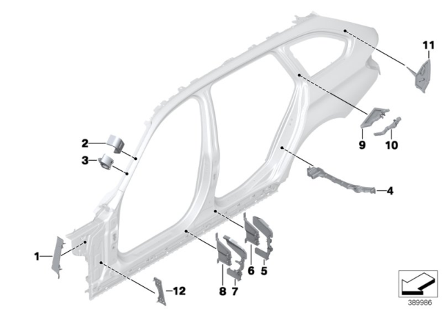 2018 BMW 330i xDrive Cavity Shielding, Side Frame Diagram