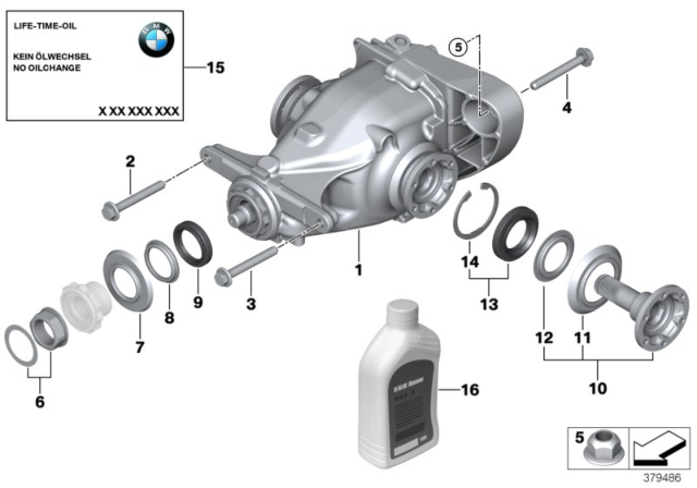 2010 BMW 335i Rear Axle Drive Differential Diagram for 33107570280