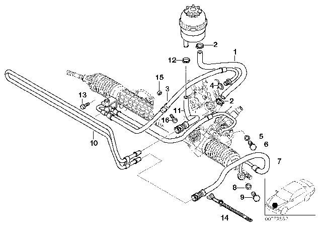 2004 BMW 325xi Hydro Steering - Oil Pipes Diagram