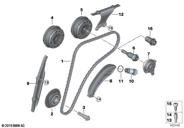 2017 BMW 440i xDrive Timing Gear Timing Chain Top Diagram