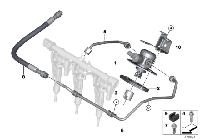 2016 BMW X1 High-Pressure Pump / Tubing Diagram
