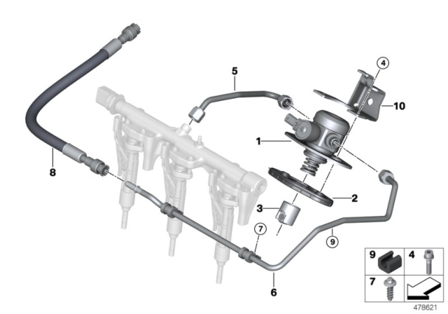 2019 BMW X1 High-Pressure Pump / Tubing Diagram