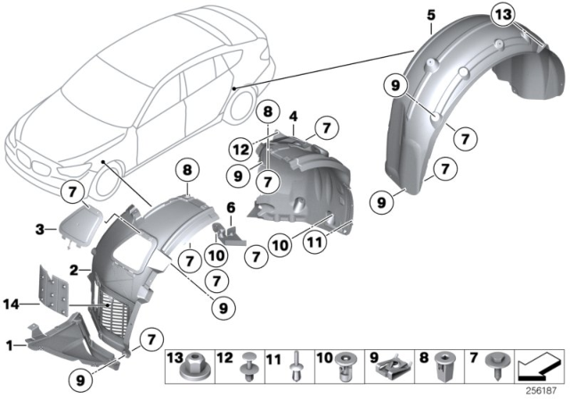 2011 BMW 550i GT xDrive Wheel Arch Trim Diagram
