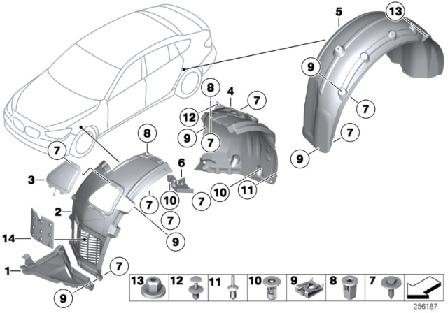 2013 BMW 550i GT Wheel Arch Trim Diagram