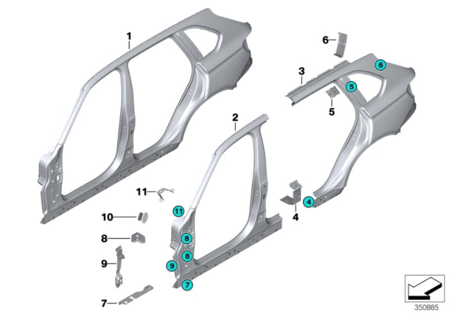 2015 BMW X6 Left Rear Side Panel Diagram for 41217352059