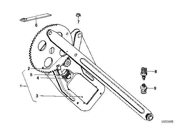 1975 BMW 530i Door Window Lifting Mechanism Diagram 3