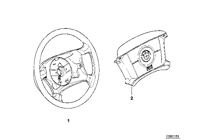 1999 BMW 323i Hub Cap, Airbag Diagram for 32341095763