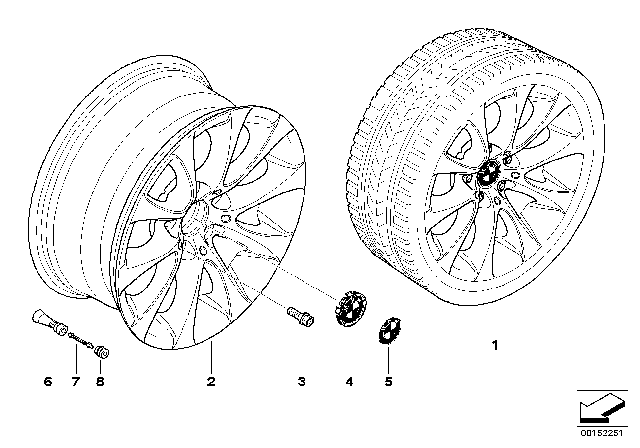 2007 BMW 328i BMW Light-Alloy Wheel, V-Spoke Diagram