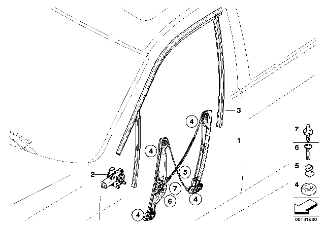 2008 BMW 328xi Door Window Lifting Mechanism Diagram 2