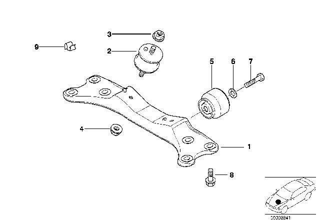 2001 BMW 740iL Gearbox Support Diagram for 22321093507