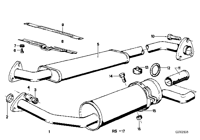 1977 BMW 320i Rear Muffler Diagram for 18121175026