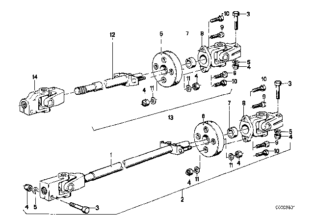 1983 BMW 320i Steering Column - Lower Joint Assy Diagram