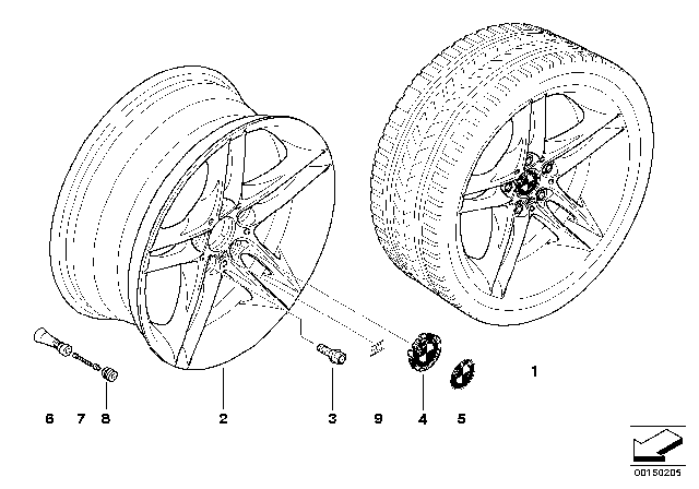 2007 BMW Z4 M Light Alloy Rim Diagram for 36107841691