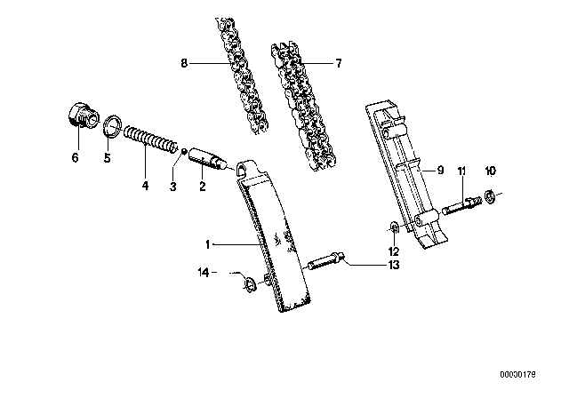 1986 BMW 535i Timing And Valve Train - Timing Chain Diagram