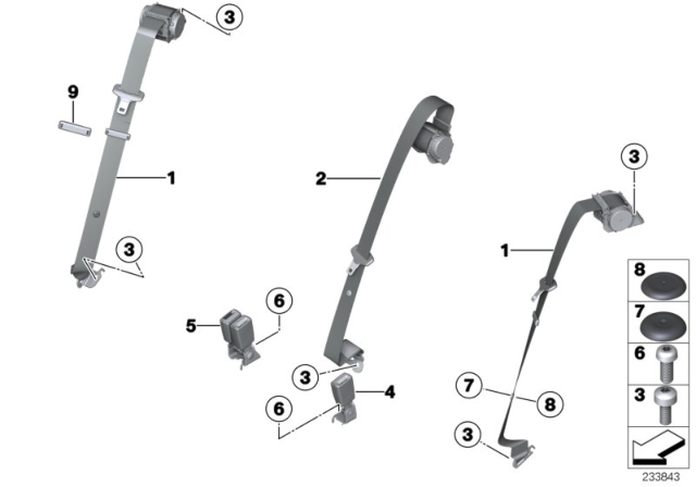 2011 BMW X3 Safety Belt Rear Diagram