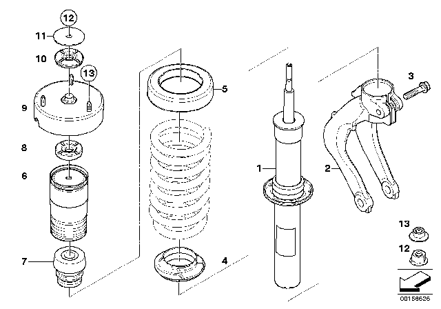 2013 BMW X5 Mounting Parts For Front Spring Strut Diagram