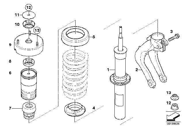 2013 BMW X6 Mounting Parts For Front Spring Strut Diagram