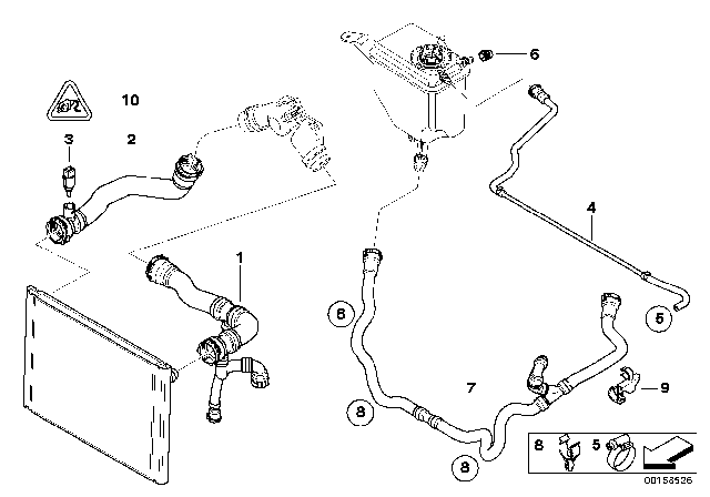 2005 BMW 525i Cooling System - Water Hoses Diagram 1