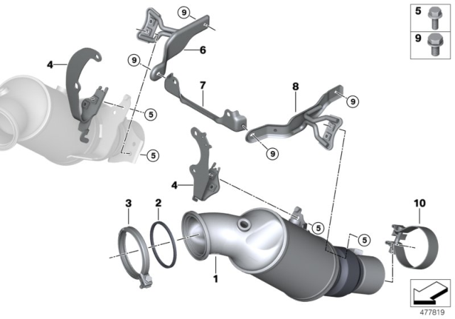 2017 BMW M760i xDrive Catalytic Converter Diagram for 18328663514