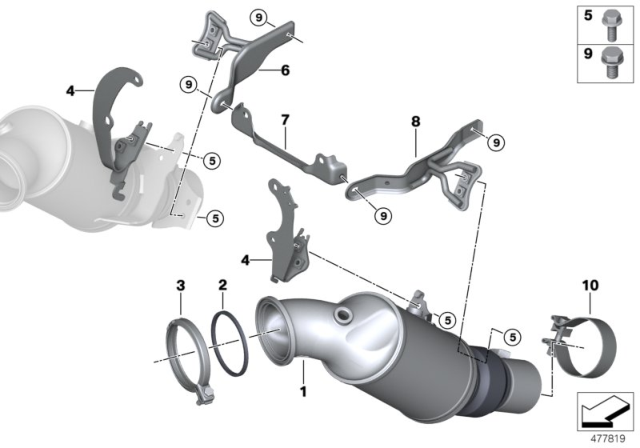 2018 BMW M760i xDrive Engine - Compartment Catalytic Converter Diagram