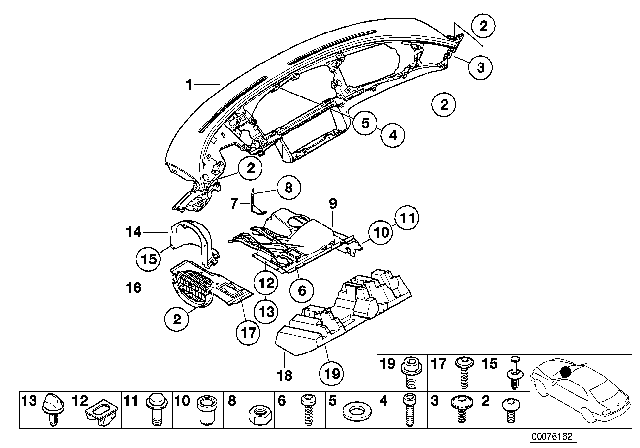 2003 BMW Alpina V8 Roadster Instrument Panel, Top, Leather Diagram for 51458241707