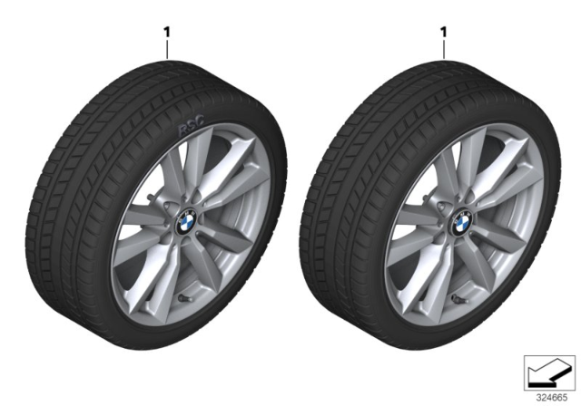 2014 BMW X5 Winter Wheel With Tire Double Spoke Diagram