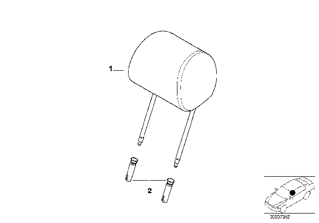 2000 BMW 540i Seat, Front, Head Restraint Diagram 1