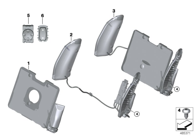 2019 BMW X4 Backrest Width Adjustment With Valve Diagram for 52107418339