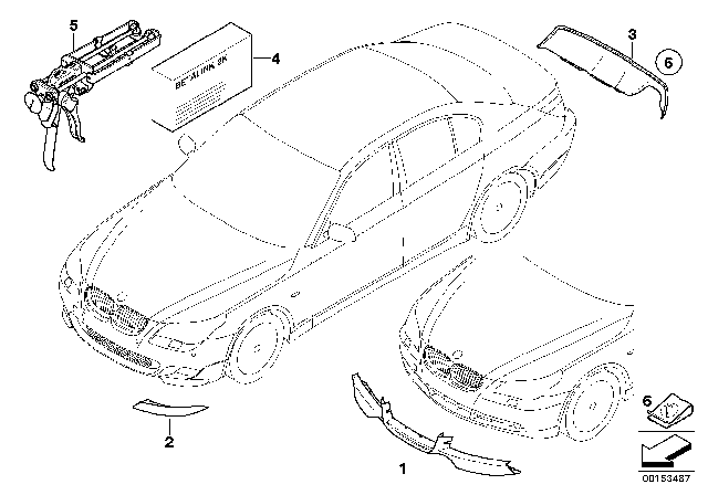 2005 BMW 545i M Performance Attachment Parts Front Apron Diagram