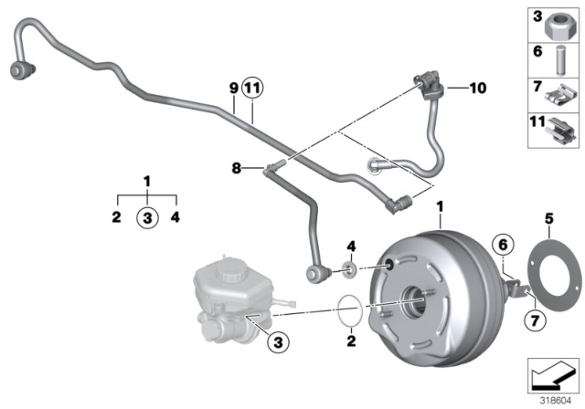 2020 BMW 440i Brake Servo Unit / Mounting Diagram