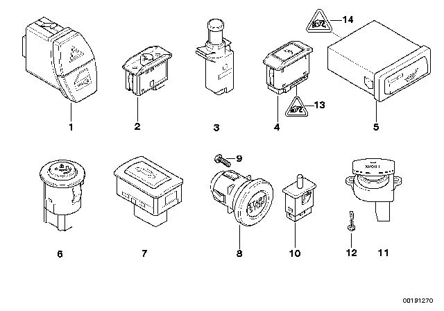 2010 BMW 535i xDrive Various Switches Diagram