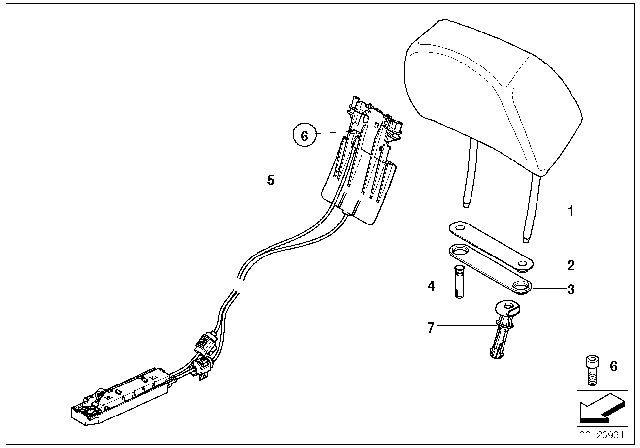 2008 BMW 750i Seat, Front, Head Restraint Diagram