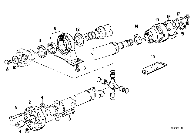 1991 BMW M5 Drive Shaft-Center Bearing-Constant Velocity Joint Diagram