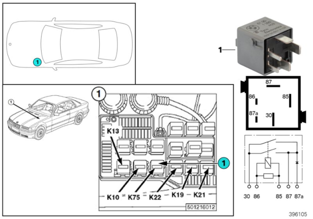 1995 BMW 325i Relay, ABS Pump Motor Diagram