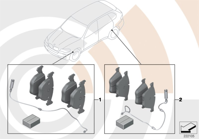 2000 BMW X5 Service Kit, Brake Pads / Value Line Diagram