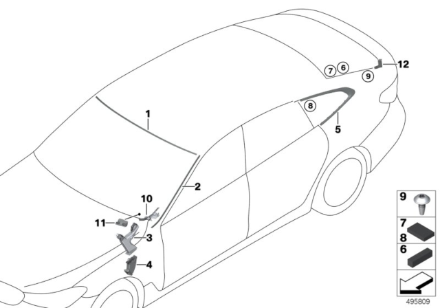 2018 BMW 640i xDrive Gran Turismo Finisher, Side Window, Rear Left Diagram for 51378495571