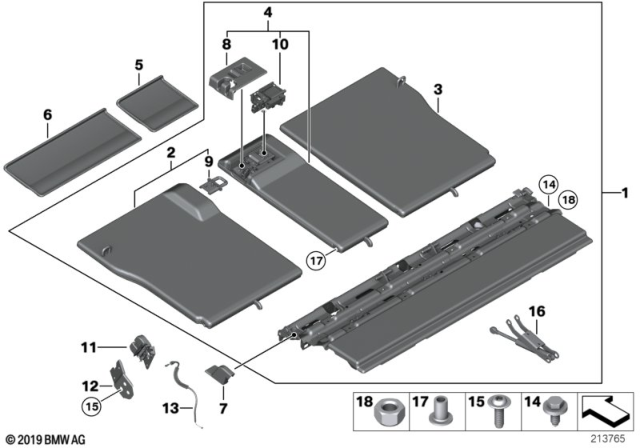 2010 BMW 550i GT xDrive Camouflage Screen, Luggage Compartment Diagram