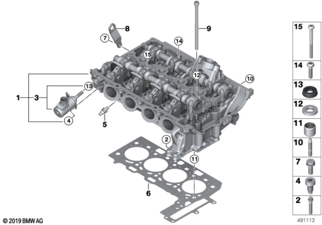 2017 BMW X1 Cylinder Head / Mounting Parts Diagram