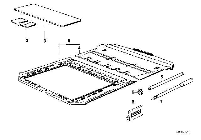 1988 BMW 325ix Trim Sliding Lifting Roof Diagram