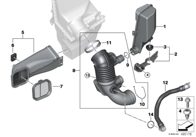 CLEAN AIR PIPE WITH BLOW-BY Diagram for 13718470519