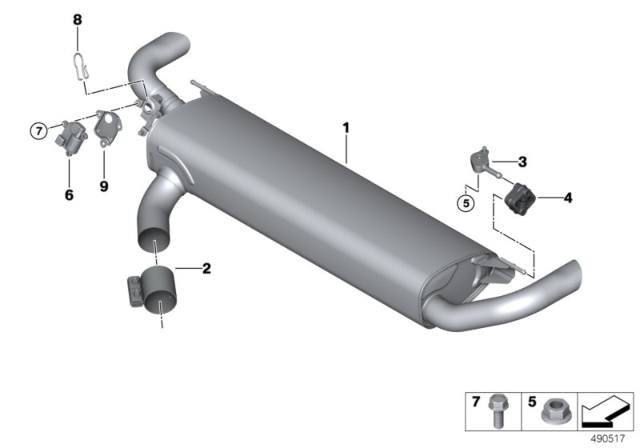 2019 BMW X5 Rear Muffler With Exhaust Fl Diagram for 18307935430