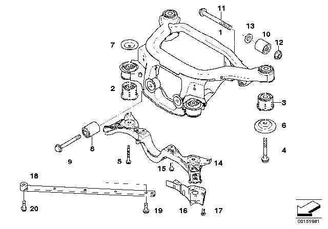 2007 BMW X3 Rear Axle Carrier Diagram