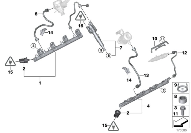 2012 BMW 650i xDrive High-Pressure Rail / Injector / Line Diagram